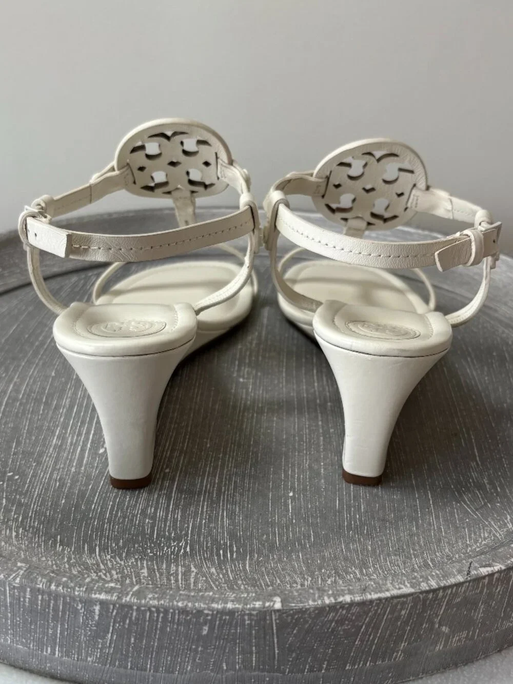 NWOT - Tory Burch Miller T-Strap Reva Wedge Sandals - Bleach - Size 9